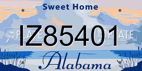IZ85401 Alabama License Plate