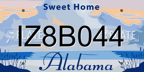 IZ8B044 Alabama License Plate