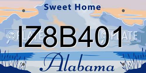 IZ8B401 Alabama License Plate