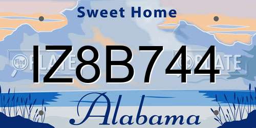 IZ8B744 Alabama License Plate