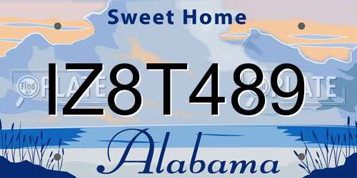 IZ8T489 Alabama License Plate