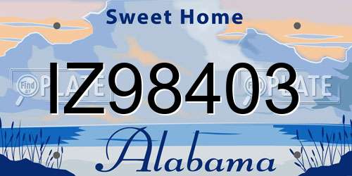 IZ98403 Alabama License Plate