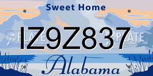IZ9Z837 Alabama License Plate