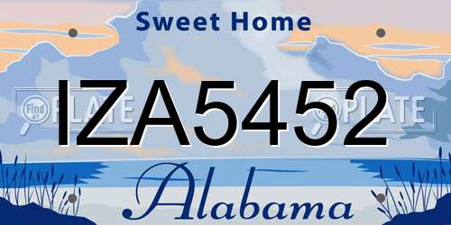 IZA5452 Alabama License Plate