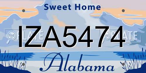 IZA5474 Alabama License Plate