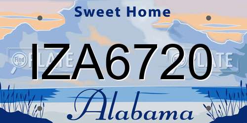 IZA6720 Alabama License Plate