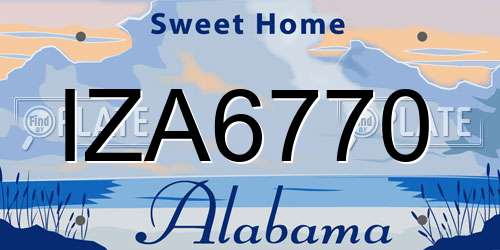 IZA6770 Alabama License Plate
