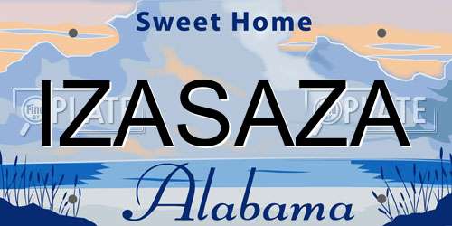 IZASAZA Alabama License Plate
