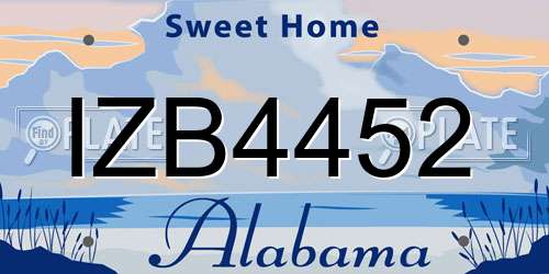 IZB4452 Alabama License Plate