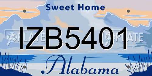 IZB5401 Alabama License Plate