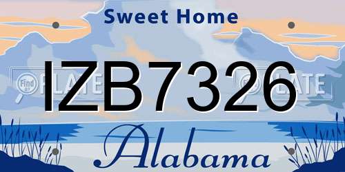 IZB7326 Alabama License Plate
