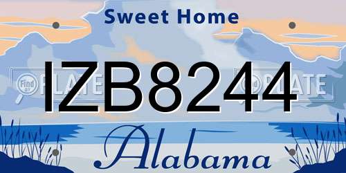 IZB8244 Alabama License Plate