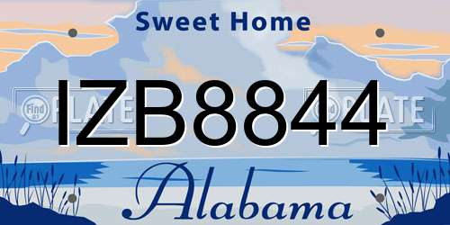 IZB8844 Alabama License Plate