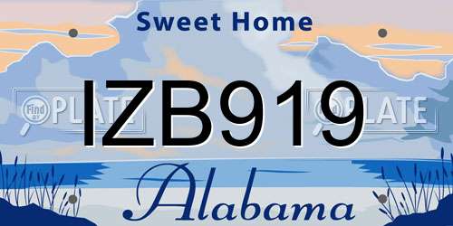 IZB919 Alabama License Plate
