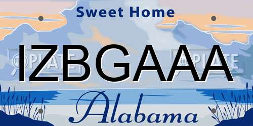 IZBGAAA Alabama License Plate