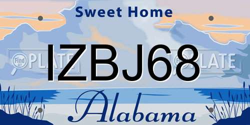 IZBJ68 Alabama License Plate