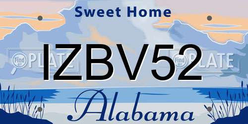 IZBV52 Alabama License Plate