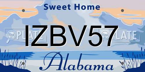 IZBV57 Alabama License Plate
