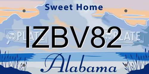 IZBV82 Alabama License Plate
