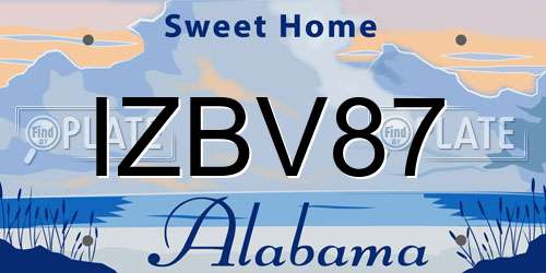 IZBV87 Alabama License Plate