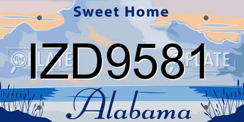 IZD9581 Alabama License Plate