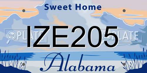 IZE205 Alabama License Plate
