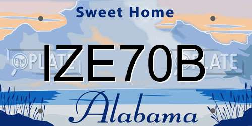 IZE70B Alabama License Plate