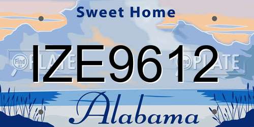 IZE9612 Alabama License Plate
