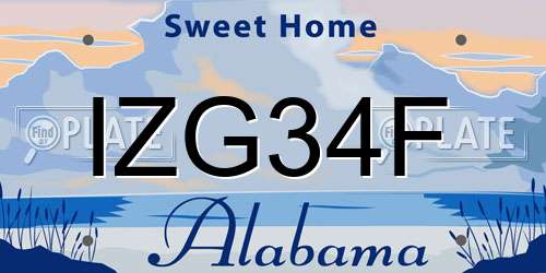 IZG34F Alabama License Plate