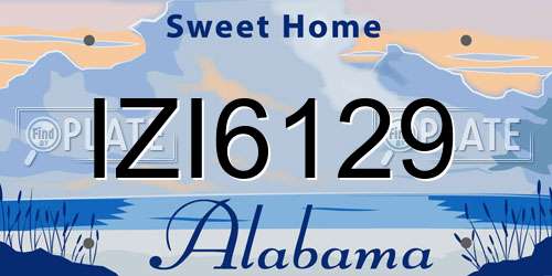IZI6129 Alabama License Plate