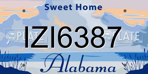 IZI6387 Alabama License Plate