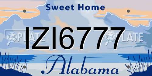IZI6777 Alabama License Plate