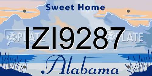 IZI9287 Alabama License Plate