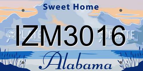 IZM3016 Alabama License Plate