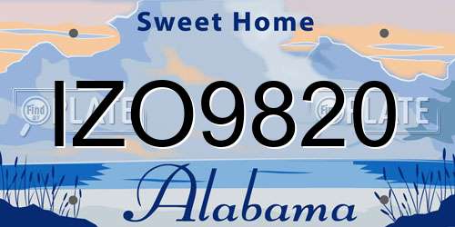 IZO9820 Alabama License Plate