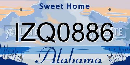 IZQ0886 Alabama License Plate