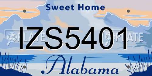 IZS5401 Alabama License Plate