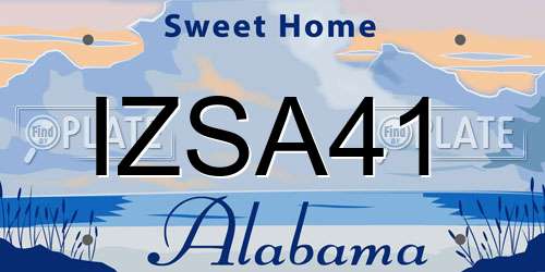 IZSA41 Alabama License Plate