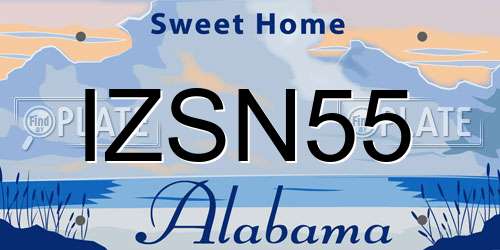 IZSN55 Alabama License Plate