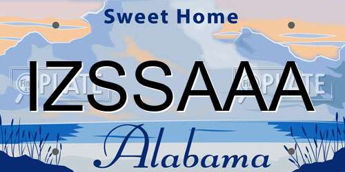 IZSSAAA Alabama License Plate