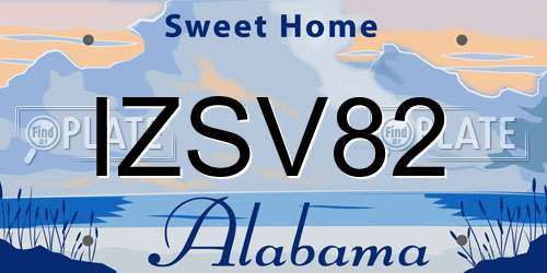 IZSV82 Alabama License Plate