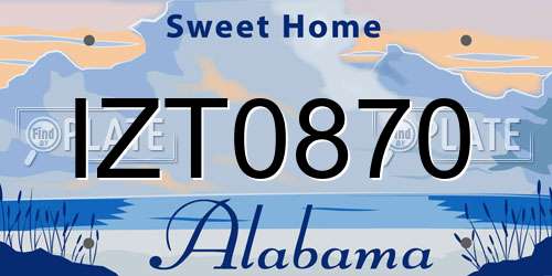 IZT0870 Alabama License Plate