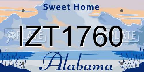 IZT1760 Alabama License Plate