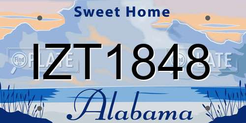 IZT1848 Alabama License Plate