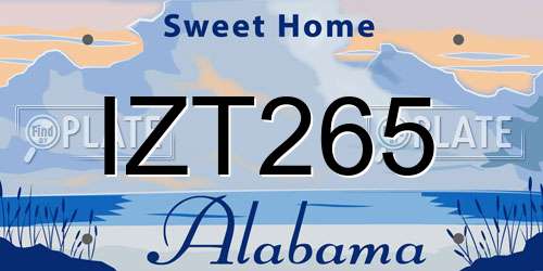 IZT265 Alabama License Plate