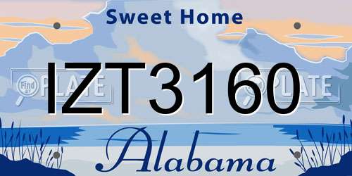 IZT3160 Alabama License Plate