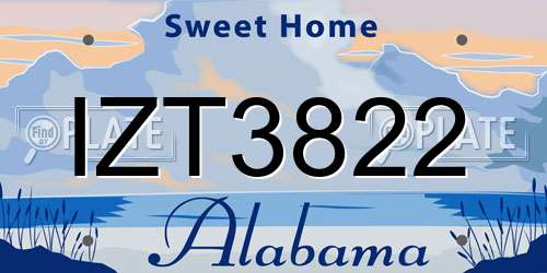 IZT3822 Alabama License Plate