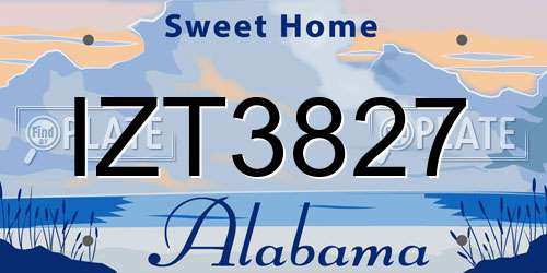 IZT3827 Alabama License Plate