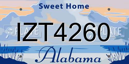 IZT4260 Alabama License Plate