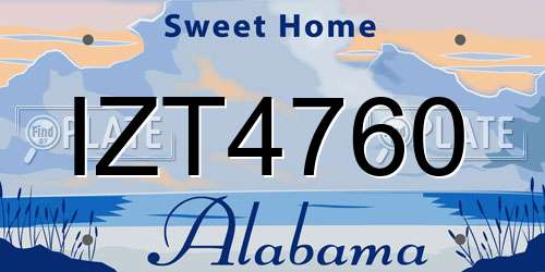 IZT4760 Alabama License Plate